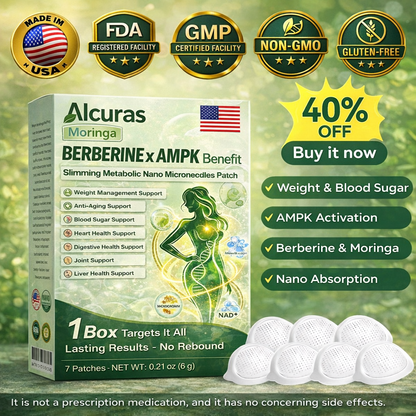 Official Store| Alcuras™ Moringa × Berberine × AMPK 8-Benefit Slimming & Metabolic Nano Microneedle Patch 🇺🇸  Just once a day · Visible changes in 7 days  ✅ For obesity, loose skin, diabetes, sleep apnea, joint issues, and more  moringa patches
